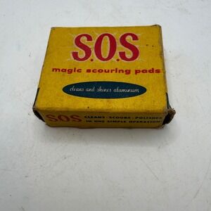Vintage SOS Magic Scouring Pads Box Yellow Red Retro Kitchen Advertising Fair